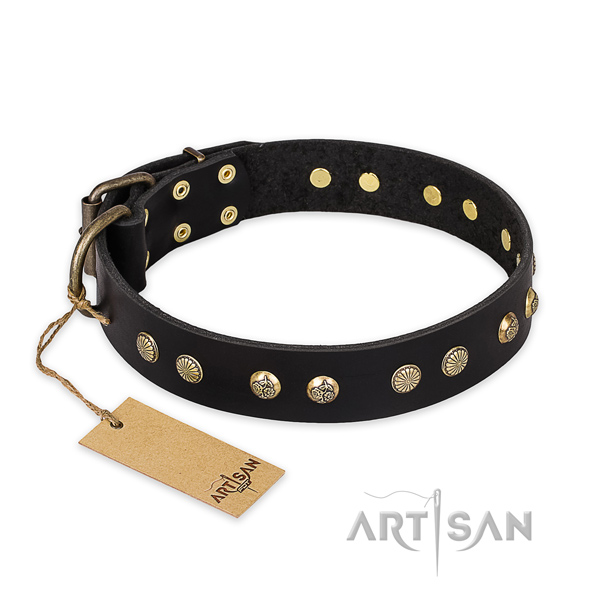Amazing design studs on full grain genuine leather dog collar