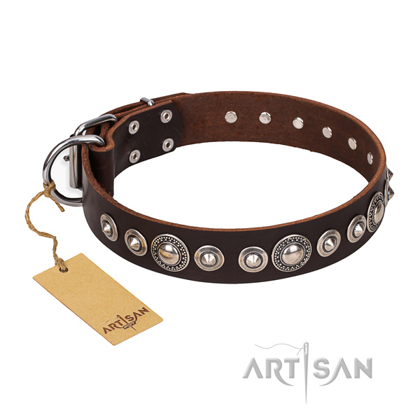 Dependable leather dog collar with rust-proof hardware