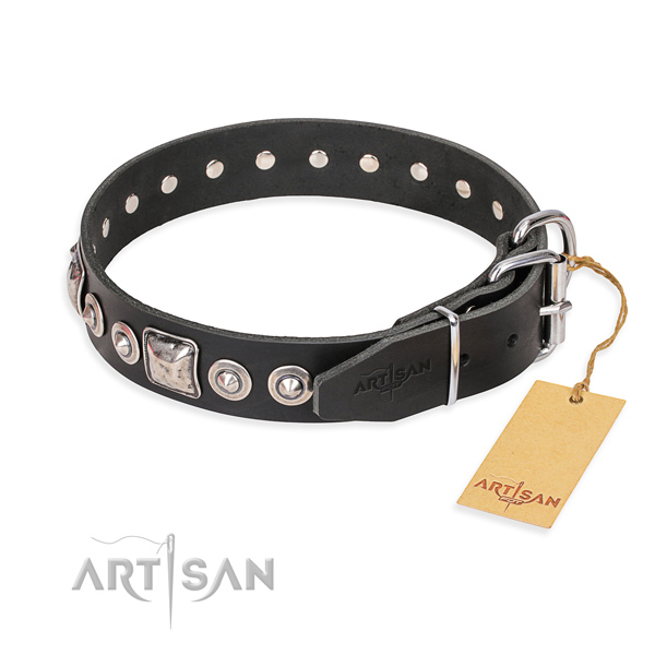Durable leather collar for your elegant dog