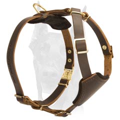 Soft Padded Brown Leather Dog Harness for Puppies