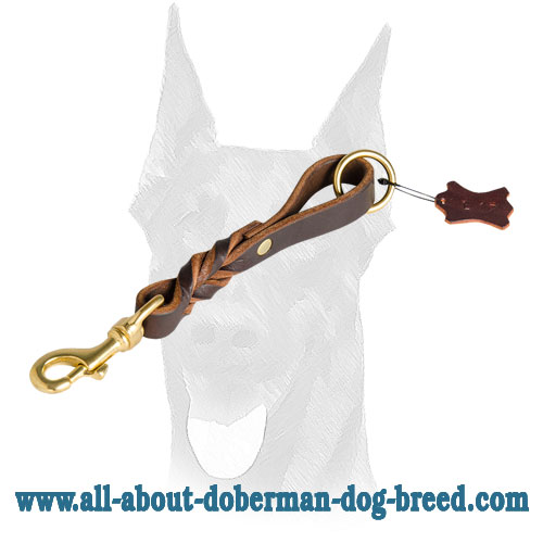 Short leather dog leash (pull tab leash) for Doberman [L171074 20 mm