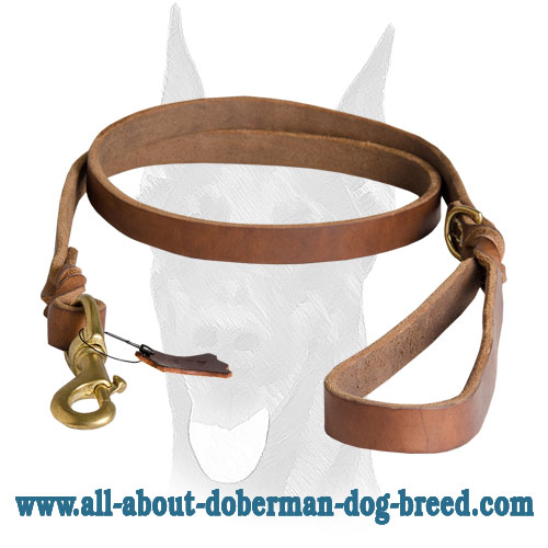 Soft comfy handle for leather Doberman leash