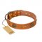 "Sun Beams" FDT Artisan Tan Leather Doberman Collar with Decorations
