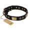 "Ancient Egypt" FDT Artisan Black Leather Doberman Collar - 1 1/2 inch (40 mm) wide