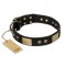 "Spanish night" FDT Artisan Black Daily Walking Leather Doberman Collar - 1 1/2 inch (40mm) wide