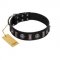 "Silver Spikes" Exclusive FDT Artisan Black Leather Doberman Collar