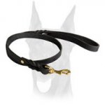 Handcrafted brown leather Doberman leash for walking and tracking