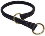 Special Tubular Leather Dog Collar in BLACK for Doberman