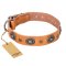'Twinkle Twinkle' FDT Artisan Incredible Studded Tan Leather Doberman Collar with Silver-Like Circles