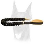 Durable leather braided leash for Doberman