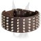 Extra wide 3 inch studded leather collar for Doberman