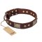FDT Artisan 'Loving Owner' Decorated Leather Doberman Dog Collar with Plates and Studs 1 1/2 inch (40 mm)