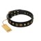 "Reckless Mutt" FDT Artisan Black Leather Doberman Collar with Skulls and Brooches