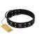 "Black Jack" Stylish Handmade FDT Artisan Black Leather Doberman Collar