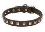 Fascinating leather nickel pyramids studded collar for Doberman