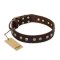 'Bronze Sheen' FDT Artisan Doberman Brown Leather Dog Collar with Old Bronze-Like Plated Studs - 1 1/2 inch (40 mm) wide