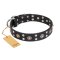 'Refined Essence' FDT Artisan Black Leather Doberman Dog Collar with Silvery Studs - 1 1/2 inch (40 mm) Wide