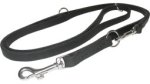 Multitask durable leather Doberman leash with two snap hooks and extra D-rings