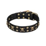 'Jolly Rojer' FDT Artisan Doberman Leather Dog Collar with Studs and Skulls - 1 1/2 inch (40 mm) wide