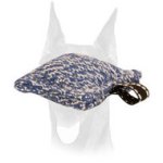 French Linen pocket-size Doberman puppy bite tug with a small loop