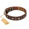 "High Fashion" FDT Artisan Fascinating Brown Leather Doberman Collar