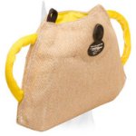 Young Doberman or puppy bite builder made of jute