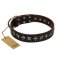 "Stars of Glory" FDT Artisan Brown Leather Doberman Collar for Comfortable Walking