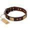 "Shining Armour" FDT Artisan Brown Leather Doberman Collar with Decorations