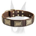 Luxury handcrafted leather collar for Doberman