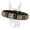 The best spiked leather collar with massive nickel plates for your Doberman