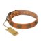 'Magic Amulet' FDT Artisan Tan Leather Doberman Collar with Oval Studs