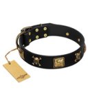 "Welcome on Board" FDT Artisan Black Leather Doberman Collar with Skulls and Crossbones Combined with Squares