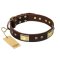 FDT Artisan 'Rich Fashion' Decorated Leather Doberman Collar with Plates and Studs - 1 1/2 inch (40 mm) wide