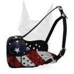 Patriotic Doberman painted leather muzzle