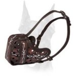 Adjustable Leather Dog Muzzle for Doberman Training and Walking