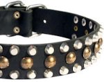 Leather Dog Collars with Studs for Doberman