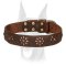 "Spring mood" Leather Doberman Collar with Punched Flowers
