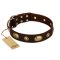 "Hebe's Jewel" FDT Artisan Brown Genuine Leather Doberman Collar