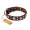 "King of Grace" FDT Artisan Brown Genuine Leather Doberman Collar for Walking