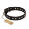 'Black Elegance' FDT Artisan Doberman Leather Dog Collar with Round Studs