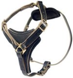 Tac-Black Leather Padded Tracking Harness for Doberman