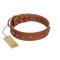 "Broadway" Handmade FDT Artisan Tan Leather Doberman Collar with Dotted Pyramids