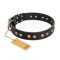'Jewelry Peas' FDT Artisan Decorated Black Leather Doberman Collar