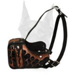 Handpainted "Magma" leather Doberman muzzle for agitation training