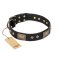 'Jewel Passion' FDT Artisan Fashionable Black Leather Doberman Dog Collar