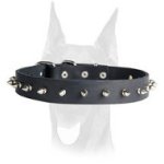 Stylish elegant one rows spiked leather collar for Doberman