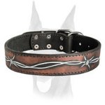 Luxury handpainted Barbed Wire leather collar for Doberman