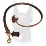 Leather Obedience Dog Leash with Pull Tab 2 foot for Doberman