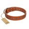 "Star Trek" FDT Artisan Tan Leather Doberman Collar Decorated with Stars