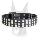 Silver Pyramid Leather Dog Collar for Doberman